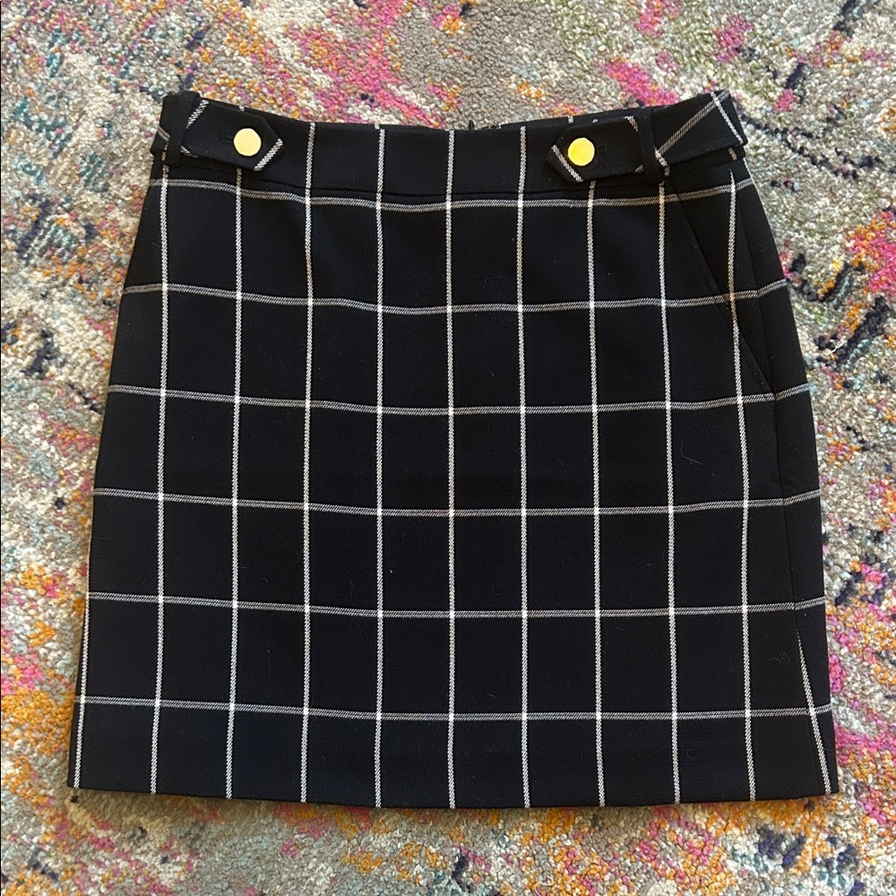 LOFT Black and White Checkered Mini Skirt like new size 6